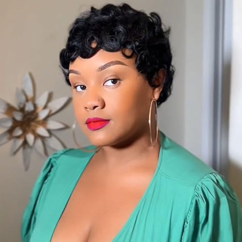 ShowReal Pixie Cut Wigs for Black Women Pixie Cut Human