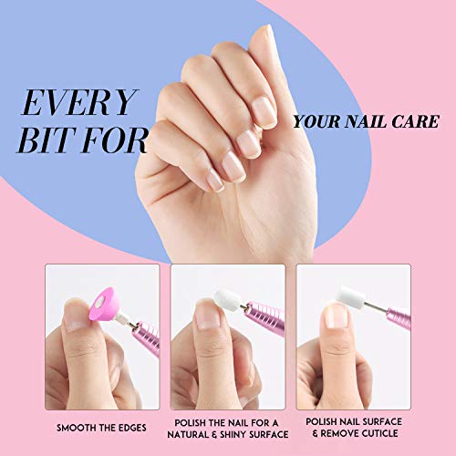 Portable Electric Nail Drill - Efile Nail Drill File Kit for Acrylic Gel Nails Manicure Pedicure Polishing Shape Tools with Nail Drill Bits and Sanding Bands - Thumbnail 4