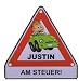 Albatros - Achtung-Schild Justin am Steuer