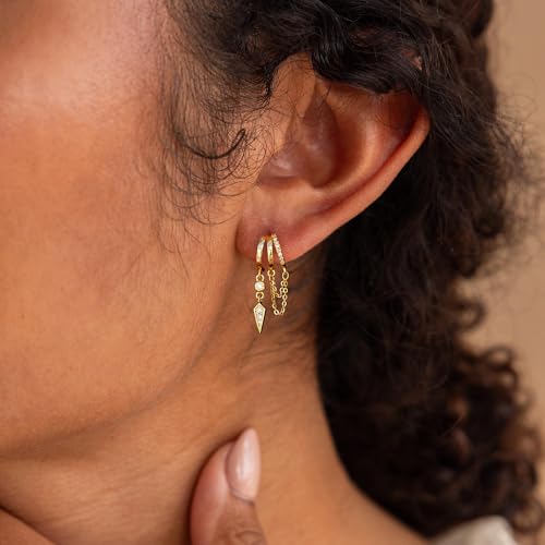 Gold Earrings for Women, 14k Gold Plated Drop Huggie Earrings Dainty Dangle Earrings for Women Trendy Hypoallergenic Small Hoops Fashion Gold Jewelry2