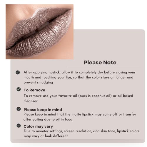 Mynena Metallic Lipstick Liquid Sexy Frosted Lightweight Long Lasting Non-Transferable Waterproof | Gluten-Free Paraben-Free Talc-Free Cruelty-Free And Vegan - Ginger #TOP4