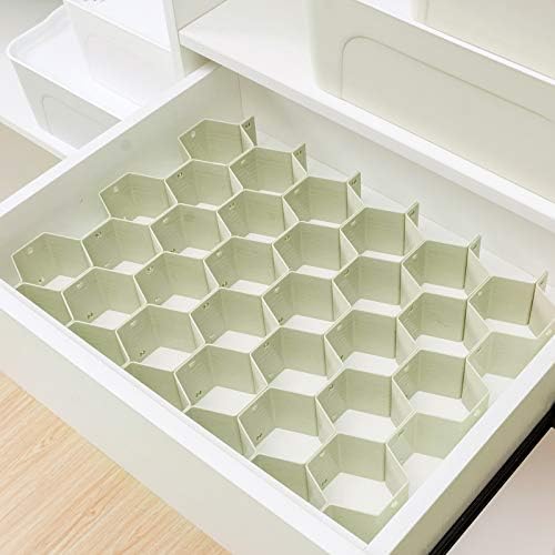 Miniatura 4 de Poeland Organizador divisor de cajón, 8 piezas, rejilla de plástico de panal de abeja, divisor de cajón verde 24 piezas