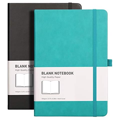RETTACY Journal Blank Page Notebook with 384 Pages,Blank Drawing Notebook with 100gsm Thick Paper,Hard Cover,5.75'' × 8.38'' Cover