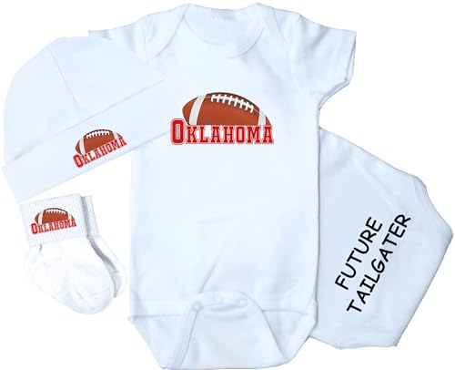 Image of Future Tailgater 3 Piece Baby Clothing Set for Oklahoma Football Fans