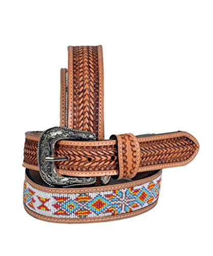 Western Beaded Genuine Leather Belt For Men and Women 30HQ115