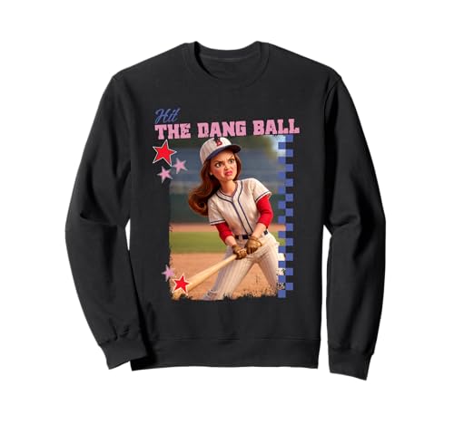 Hit The Dang Ball Funny Baseball Mom Softball Doll Face Meme Sweatshirt