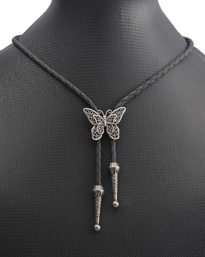 Image of Jeilwiy Bolo Tie for Men Western Cowboy Tie Necklace Gold Bolo Tie Leather Necktie Halloween Tie Accessories for Women
