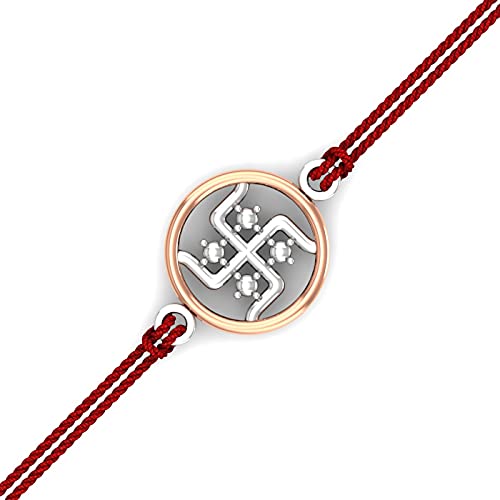 Image of KuberBox Swastik 925 Sterling Silver Rakhi Bracelet for Raksha Bandhan For Brother