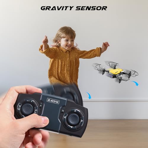 SIMREX X300C Mini Drone with Camera 720P HD, RC Quadcopter Foldable, Altitude Hold, 3D Flip, Headless Mode, Gravity Control and 2 Batteries, Gifts for Kids, Adults, Beginner,Yellow - Image 3