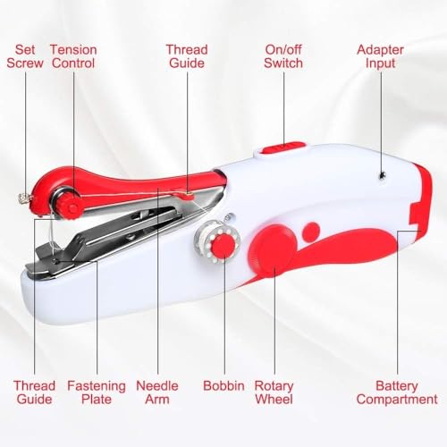 Image of Handheld Sewing Machine, Mini Portable Electric Sewing Machine for Beginners Adult, Easy to Use and Fast Stitch Suitable for Clothes,Fabrics, Cutains,DIY Home Travel (B58)
