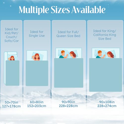 OIGAE Cooling Blanket for Hot Sleepers - Soft & Lightweight Summer Cold Blanket for Night Sweats | Perfect for Bed, Couch, Sofa (Blue, Throw 50" x 70")