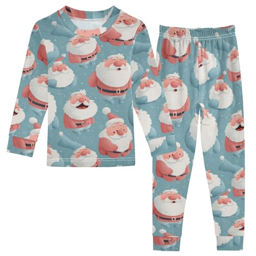 Pajama Sets Long Sleeve Santa Claus Pattern Print Soft Comfy Sleepwear 2 Piece PJS 3-8T