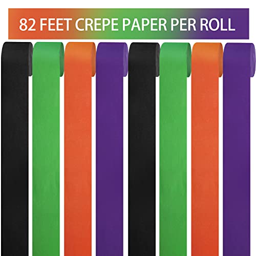 Halloween Party Decorations Supplies 8Rolls Halloween Crepe Paper Streamers Halloween Orange Purple Black Green Streamers For Halloween Birthday, Baby Shower, Gender Reveal Party Decorations #TOP3