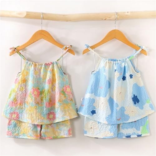 Girls 2 Piece Summer Outfits Adjustable Strap Camisole and Shorts Oil Painting Artistic Outfits for Kids Cute Graphic Clothes2