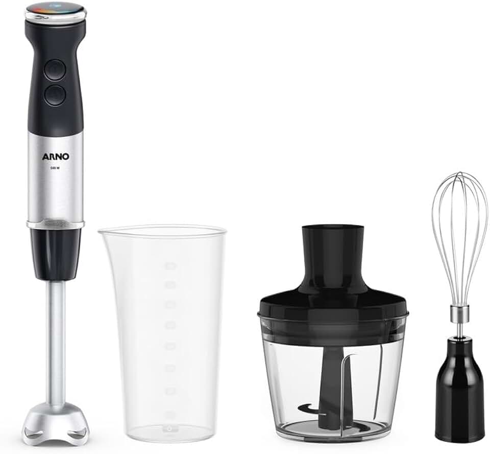 Mixer Misturador Arno Quick Chef+ MX41, 500W, Inox e Preto, 20 Velocidades, Painel Digital, Modo Silencioso e 3 Acessórios, 220V
