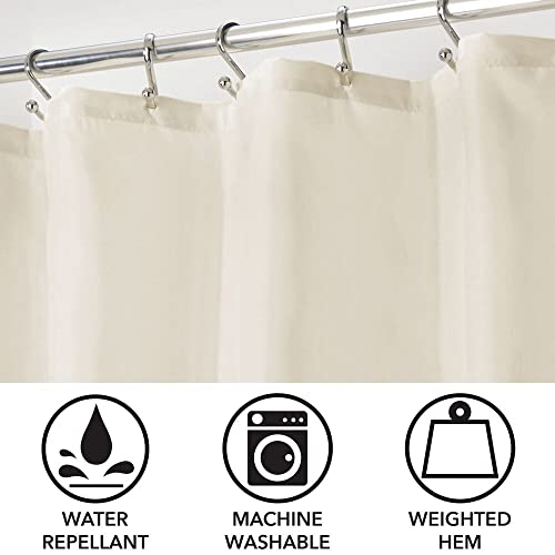 Mdesign Heavy Duty Cloth Shower Curtain Liner - Water-Repellant, Hotel-Quality Fabric Shower Curtain Liner With Weighted Bottom Hem For Bathroom Shower And Bathtub - 72" X 72" - Natural/Tan #TOP2