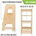 KidzWerks Child Standing Tower Kids Kitchen Step Stool Toddler Wood Stepping Stool - Children's Montessori Stool - Adjustable Platform, Natural Wood