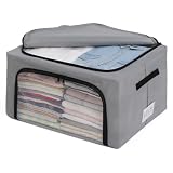 アストロ ワイヤー入り 収納ケース グレー 大型 約W50×D40×H28cm 不織布 積み重ねOK 耐荷重約50kg 衣類 収納ボックス ダブルドア 丈夫 衣装ケース 折りたたみ 620-67