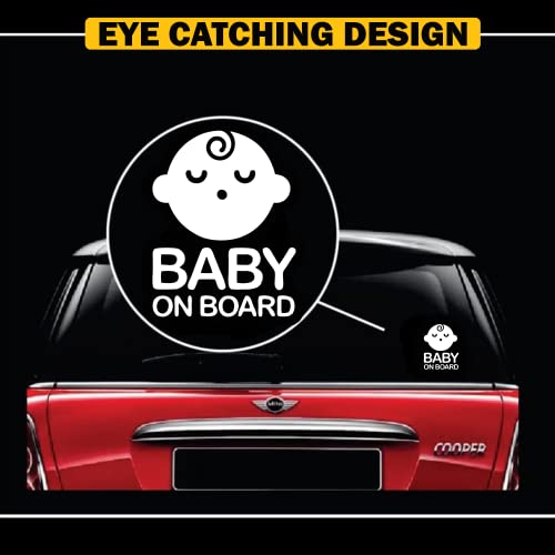 Image of TOTOMO Baby on Board Sticker for Car - Window Decal, Bumper Sign for New Parents, Durable Waterproof Safety Warning Sign for SUV Truck Minivan - Sleeping Boy, 2 Pack