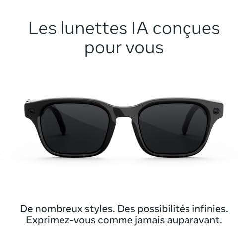 Meta Adventurer Noir classique | Lunettes IA pour femme et pour homme — Meta AI, Caméra 12 Mpx, Traduction simultanée — Résolution 3K HD — 8+ heures d’autonomie — Verres gris polarisés – vue 2