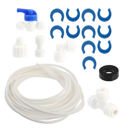 TOKIDNY Kit de Instalación Frigorífico Conectores y Clips para Manguera de Agua Accesorios Fontanería para Purificador y Suministro Estable Material PE y Pom Duradero Incluye Juntas