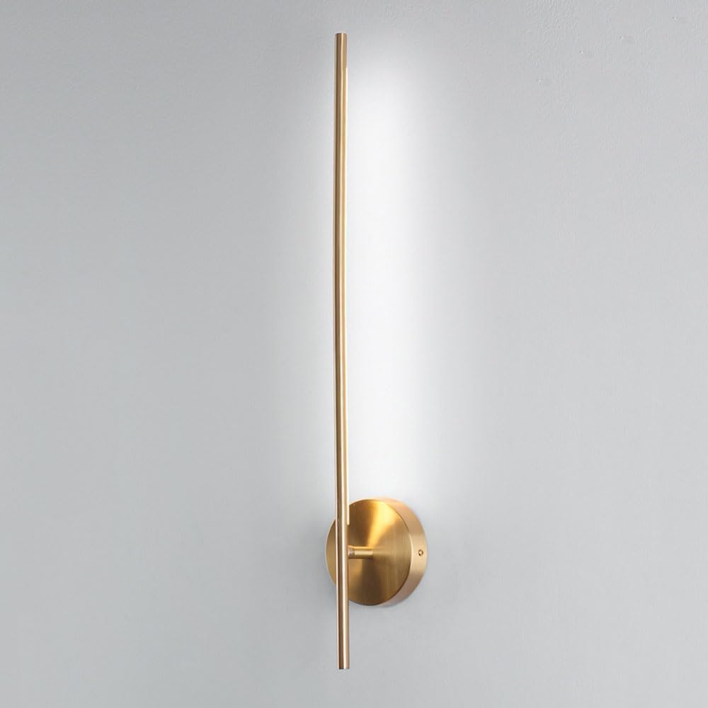 Aplique de pared de latón moderno de mediados de siglo, accesorios de iluminación para pasillo, montaje en pared, lámpara de pared lineal de tira larga, iluminación de pared vintage dorada con
