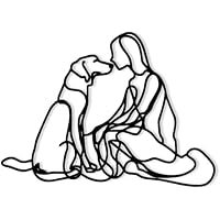DICYWUDI Black Metal 15 * 11.3 inch Women And Dogs Wall Decor