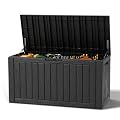 NBYSGO Oudoor Storage Deck Boxes Waterproof, Waterproof and UV Resistant Outdoor Storage Box Lockable Lid for Delivery Box, Indoor, Garden Tools, Pool Supplies, Patio (Black, 120 Gallon)