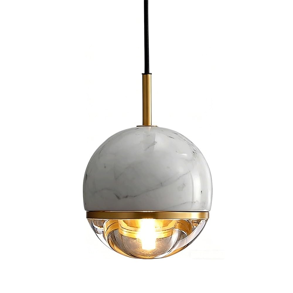 Suspension design en marbre blanc et laiton massif avec douille G9 moderne