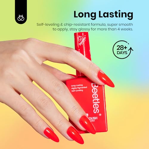 Image of Beetles Neon Gel Nail Polish Set, 6 Colors Hema-Free Neon Rainbow Hot Pink Red Yellow Orange Summer Gel Nail Polish Set, 15ML Soak off UV Lamp Bright Rainbow Summer Nails Art Salon Colorful Bottle
