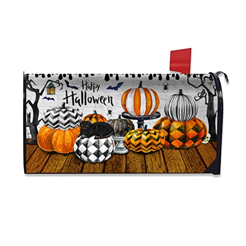 Image of Halloween Mailbox Cover Fall Pumpkin Decorative Mail Box Covers Magnetic Halloween Mailbox Post Cover Home Garden Decor Outdoor Standard Size 18 X 21inch