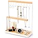 Tollk Lesse Supporto per Gioielli, Collana Multi Livello Appeso Anello in Legno Organizer Porta Orecchini, 8 Ganci per riporre collane, bracciali, Anelli e Orologi sul Tavolo da scrivania