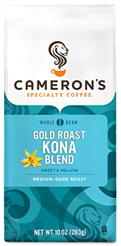 Cameron's Coffee Roasted Whole Bean Coffee, Gold Roast Kona Blend, 10 Ounce