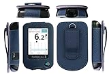 Fitted Leather Case with Screen Protector (Includes Carabiner & Lanyard) for Freestyle Libre 2 & 14 Day (Blue)