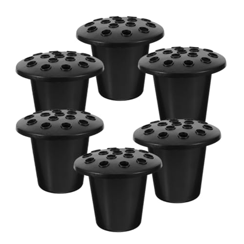 POPETPOP Lot De 6 Vases Funéraires Noirs 16 Trous En Plastique Pour Cimetière, Supports à Fleurs Commémoratifs, Contenants à Fleurs Pour Tombes, Usage Extérieur Et Cérémonies