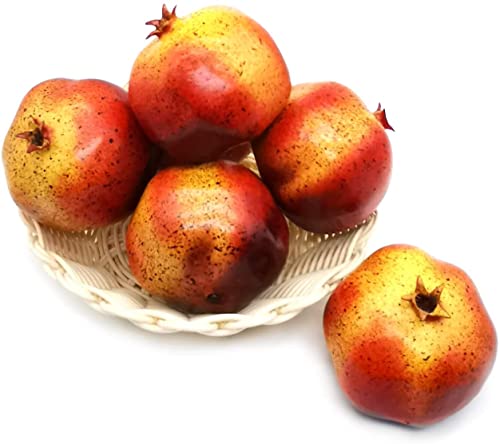 Ulalaza 6 piezas de fruta falsa de granada artificial realista modelo realista frutas y verduras decorativas para el hogar, decoración de casa, cocina, fiesta, decoración de escritorio
