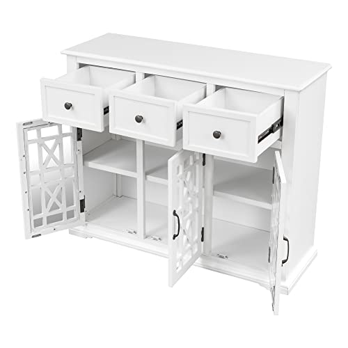 Merax White Modern Wood Storgae Cabinet With 3 Doors And Adjustable Shelvess Buffet Coffee Bar Sideboard For Living Dinning Room Kitchen, 1 Set #TOP3