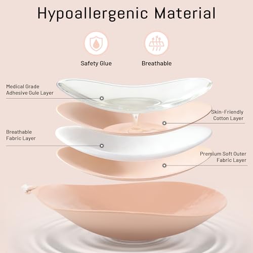Image of Invisible Strapless Sticky Bra Push up for Women, Ultra Adhesive Bra for Backless Dress, Cleavage Lift with Nipple Covers