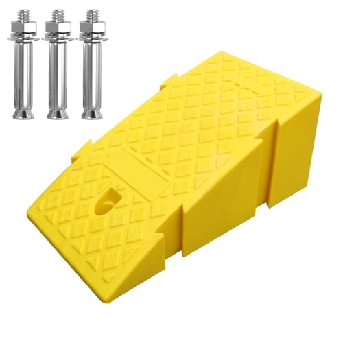 Rampa para banqueta de entrada resistente con superficie antideslizante y orificios de drenaje, rampa para acceso vehicular fácil (Amarillo, 25x27x7 cm) miniatura 1