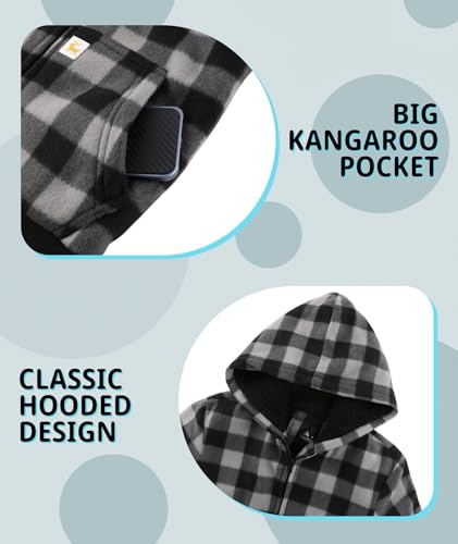 Image of Boys Fleece Jacket with Hood Unisex Child Sherpa Lined Zip Up Warm Coat Hooded Sweatshirt Outerwear