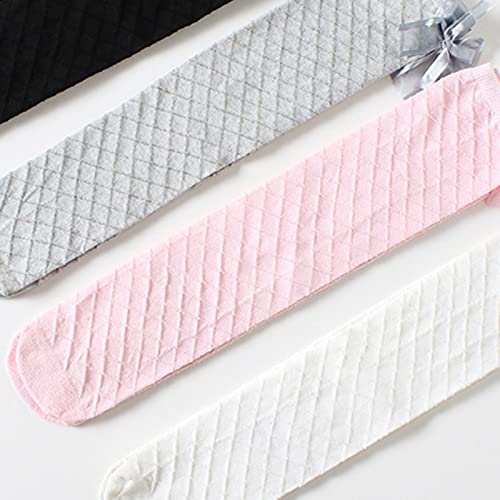 Generic Toddler Girls Fall Long Tube Socks Cotton Bow Children's Mid Tube Socks Knee High Stockings Kids Girls Socks (White, 42), 3-5T3