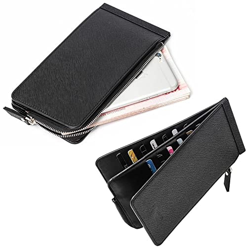 Multifunctional Long Wallet 26 Cards Slots Women Zipper Pocket Leather Credit Card Holder Bifold Wallet, Coffee, One Size4