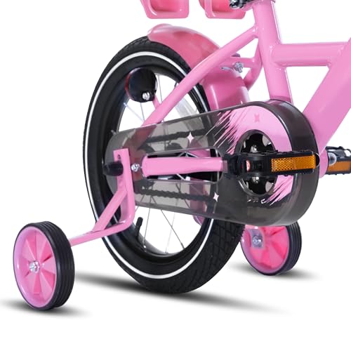 Image of KEANO Zinnia 14 16 20 Inch Kids Bike for Girls Ages 3-10 Years, Girls' Bikes with Training Wheels, Streamers, Basket and Doll Seat, Children Bicycles