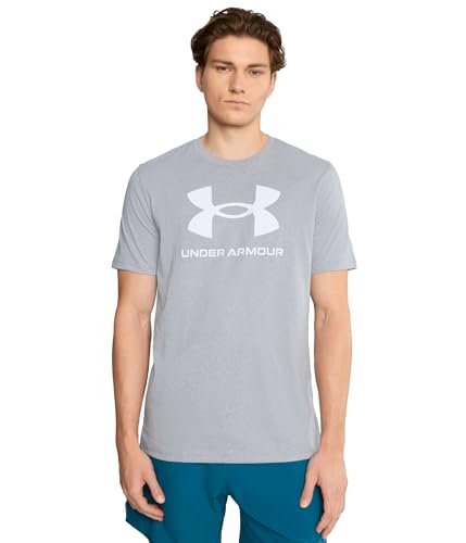 Image of Under Armour UA Sportstyle Logo Update SS - Short Sleeve - Tops - Steel Light Heather/White - Size: LG