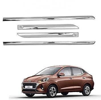 BuBu Car Full Chrome Door Side Beading Moulding Compatible for Hyundai Aura All Model car (Set of 4)