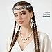 Teenitor 5pcs Hairbands for Women, 5 Rhinestone Beaded Headbands, Head Bands for Women's Hair Fashionable Handmade Crystal Beaded Elastic hairbands, 20-26.8