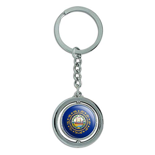 GRAPHICS & MORE New Hampshire State Flag Keychain Spinning Round