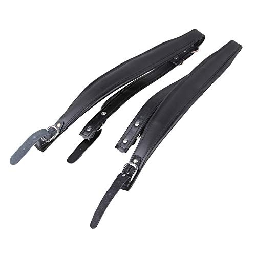 BQLZR Schwarzer weicher PU-Leder-Akkordeon-Schultergurt mit verstellbaren Schnallen 2er Pack