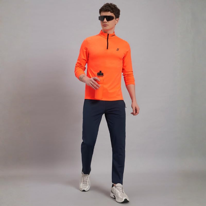 Image of ATICX Polyester Full Sleeve Compression High Turtle Neck Sports Jersey T Shirt for Men - Quick Dry Fit Gym Workout Top for Running, Swimming, Training, Cycling, Football, Badminton