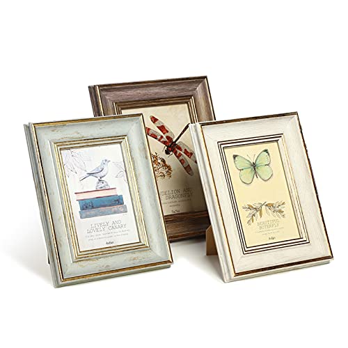 XUANLUO 3 Pack 4×6 Inch Farmhouse Rustic Picture Frame Sets Distressed Farmhouse Plastic Frame with HD plastic cover for Wall Mount or Tabletop Display